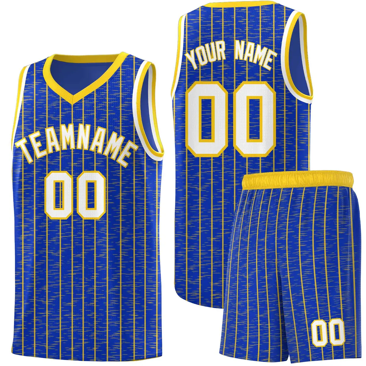 Royal Blue Gray Pinstripe Retro Uniform Basketball Jersey