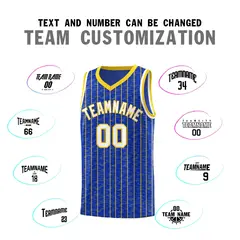 Royal Blue Gray Pinstripe Retro Uniform Basketball Jersey 4