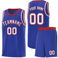 Royal Blue Gray Pinstripe Retro Uniform Basketball Jersey 1
