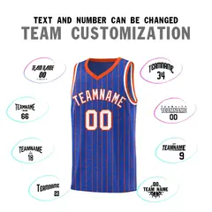 Royal Blue Gray Pinstripe Retro Uniform Basketball Jersey 4