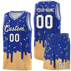 Royal Blue Ice Cream Element Pattern Basketball Kits