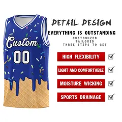 Royal Blue Ice Cream Element Pattern Basketball Kits 2