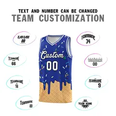 Royal Blue Ice Cream Element Pattern Basketball Kits 4