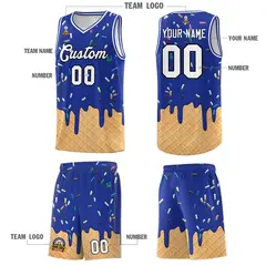 Royal Blue Ice Cream Element Pattern Basketball Kits 5