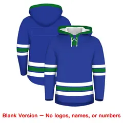 Royal Blue Kelly Green Classic Lace-Up Neck Hockey Hoodie 7