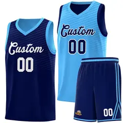 Royal Blue Light Blue Chest Slash Double Side Basketball Jersey