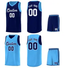Royal Blue Light Blue Chest Slash Double Side Basketball Jersey 5