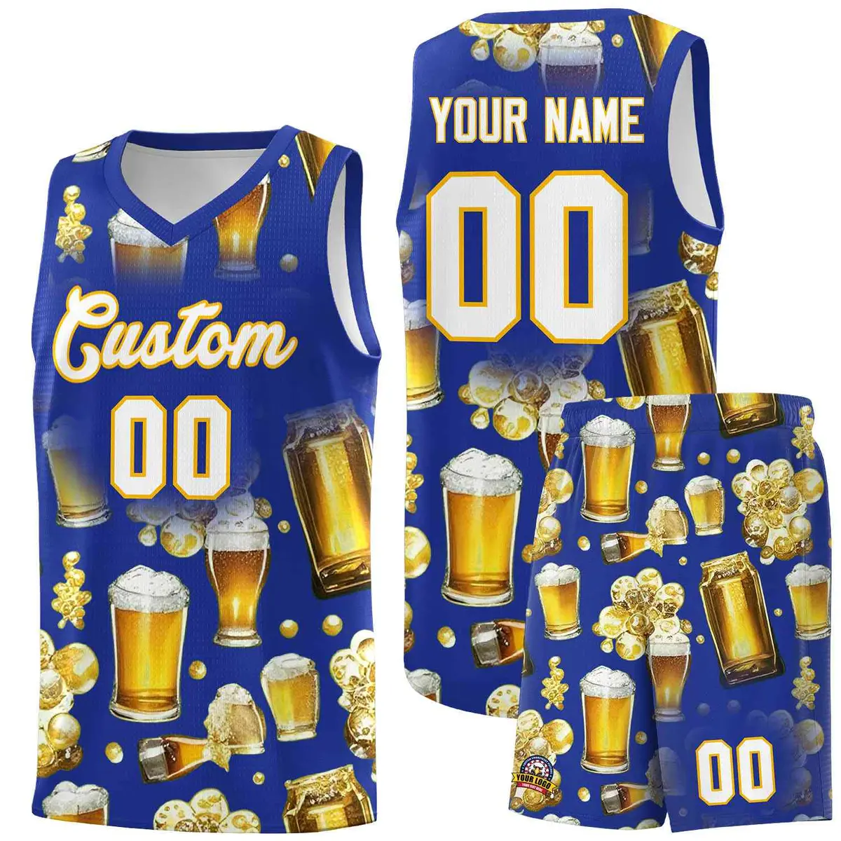 Royal Blue National Beer Day Beer Bubble Basketball Jersey