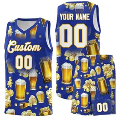 Royal Blue National Beer Day Beer Bubble Basketball Jersey