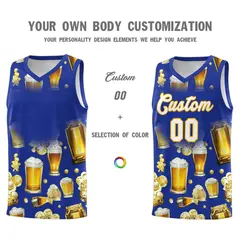 Royal Blue National Beer Day Beer Bubble Basketball Jersey 2