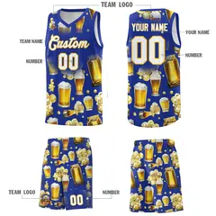 Royal Blue National Beer Day Beer Bubble Basketball Jersey 3