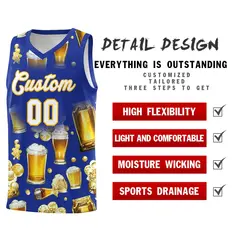 Royal Blue National Beer Day Beer Bubble Basketball Jersey 5