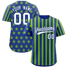 Royal Blue Neon Green American Flag Graffiti Baseball Jersey 1