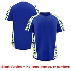 Royal Blue Neon Green Side Camo Baseball Jersey 7