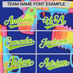 Royal Blue Neon Green Sugar-Coated Firepower Graffiti Baseball Jersey 5