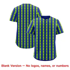 Royal Blue Neon Green Thick Stripe Star Pattern Baseball Jersey 7