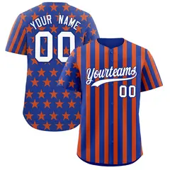 Royal Blue Orange American Flag Graffiti Baseball Jersey