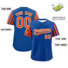 Royal Blue Orange American Flag Raglan Baseball Jersey 2