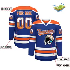 Royal Blue Orange Ice Cream Helmet Pattern Hockey Jersey 2