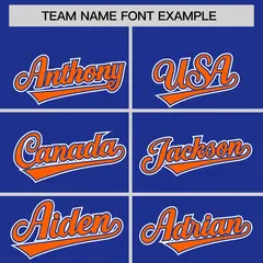 Royal Blue Orange Lace-Up Neck Raglan Hockey Hoodie Jersey 3