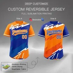Royal Blue Orange Reversible Baseball Jersey Lightning Graffiti 2