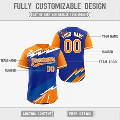 Royal Blue Orange Reversible Baseball Jersey Lightning Graffiti 3