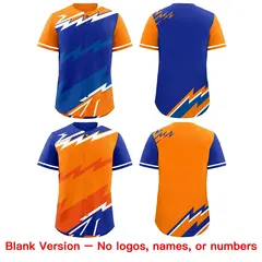 Royal Blue Orange Reversible Baseball Jersey Lightning Graffiti 8