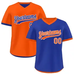 Royal Blue Orange Reversible Pullover Baseball Jersey