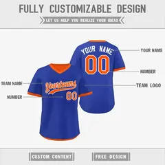 Royal Blue Orange Reversible Pullover Baseball Jersey 3