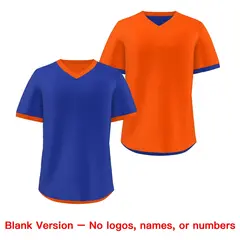 Royal Blue Orange Reversible Pullover Baseball Jersey 9