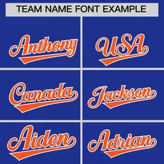 Royal Blue Orange Side Camo Baseball Jersey 3