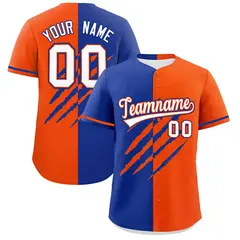Royal Blue Orange Split Tiger Claw Scratch Baseball Jersey 1