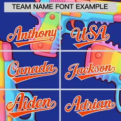 Royal Blue Orange Sugar-Coated Firepower Graffiti Baseball Jersey 5