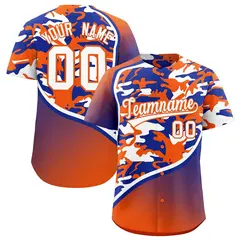 Royal Blue Orange White Camo Gradient Baseball Jersey 1