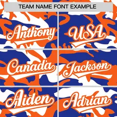 Royal Blue Orange White Camo Gradient Baseball Jersey 3