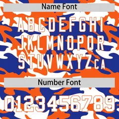 Royal Blue Orange White Camo Gradient Baseball Jersey 4