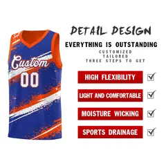Royal Blue Orange White Reversible Basketball Jersey Stellar Strike 3