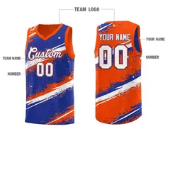 Royal Blue Orange White Reversible Basketball Jersey Stellar Strike 4