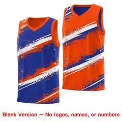 Royal Blue Orange White Reversible Basketball Jersey Stellar Strike 7