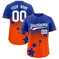 Royal Blue Orange White Rising Stars Gradient Baseball Jersey 1