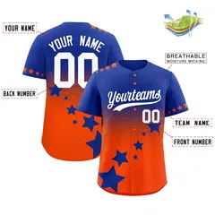Royal Blue Orange White Rising Stars Gradient Baseball Jersey 2