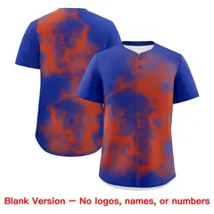 Royal Blue Orange White Skeleton Graffiti Baseball Jersey 8