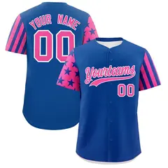 Royal Blue Pink American Flag Raglan Baseball Jersey 1