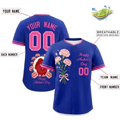 Royal Blue Pink Mother's Day Baseball Jersey 2