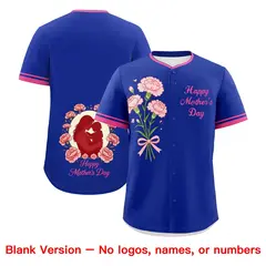 Royal Blue Pink Mother's Day Baseball Jersey 7