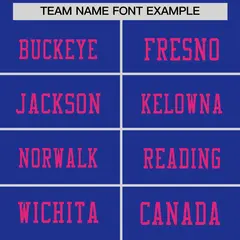 Royal Blue Pink Sequin Lettering Football Jersey 3