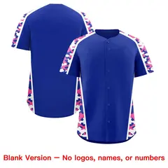 Royal Blue Pink Side Camo Baseball Jersey 7