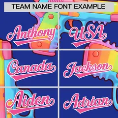 Royal Blue Pink Sugar-Coated Firepower Graffiti Baseball Jersey 5