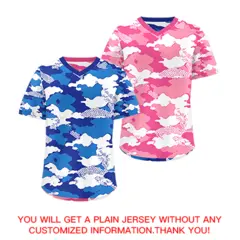 Royal Blue Pink White Camo Reversible Pullover Baseball Jersey 9