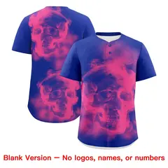 Royal Blue Pink White Skeleton Graffiti Baseball Jersey 8